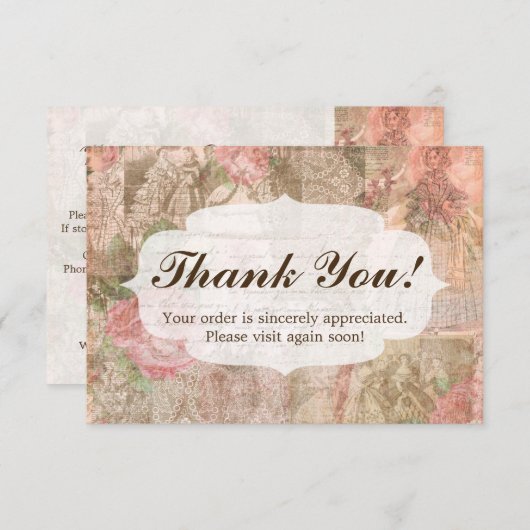 みすぼらしいシックビクトリアンレディースファッションありがとう サンキューカード (正面/裏面)