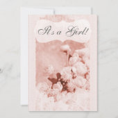 みすぼらしいシックピンクの牡丹の花のベビーシャワー 招待状 (正面)