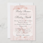 みすぼらしいシックピンクの牡丹の花のベビーシャワー 招待状 (裏面)