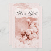 みすぼらしいシックピンクの牡丹の花のベビーシャワー 招待状 (正面/裏面)