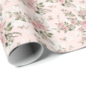 みすぼらしいシックフランスのな、シックな、ヴィンテージ、フローラ、素朴な、 ラッピングペーパー (ロールコーナー)