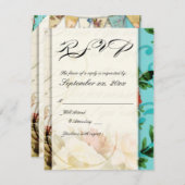 みすぼらしいシックフランスのヴィンテージRSVPカード 出欠カード (正面/裏面)