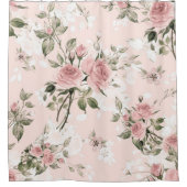 みすぼらしいシックフランスの、シック、ヴィンテージ、フローラ、素朴、パイ シャワーカーテン (正面)