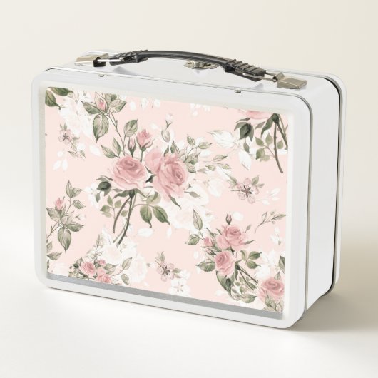 みすぼらしいシックフランスの、シック、ヴィンテージ、フローラ、素朴、パイ メタルランチボックス (裏面)