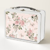 みすぼらしいシックフランスの、シック、ヴィンテージ、フローラ、素朴、パイ メタルランチボックス (正面)