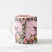 みすぼらしいシックフランスの、シック、ヴィンテージ、フローラ、素朴、ビ ツートーンマグカップ (正面左)