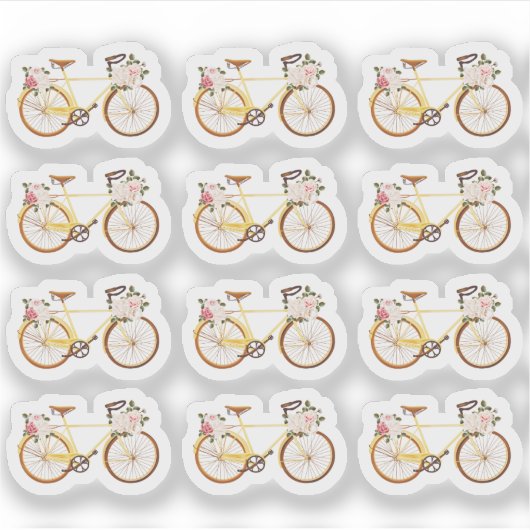 みすぼらしいシックヴィンテージイエロー自転車プランナーシート シール (正面)