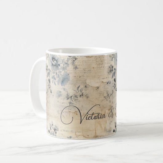 みすぼらしいシックヴィンテージクラシックカスタマイズ可能な贈り物 コーヒーマグカップ (正面左)