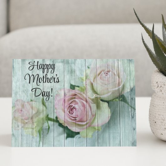 みすぼらしいシック淡い色のなピンクのバラ幸せな母の日 シーズンカード