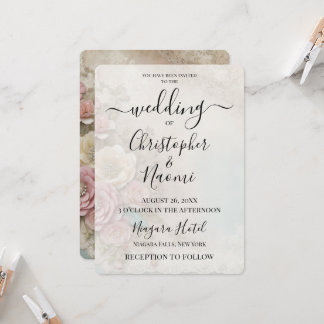 みすぼらしいシック素朴な紙の花を作成 招待状