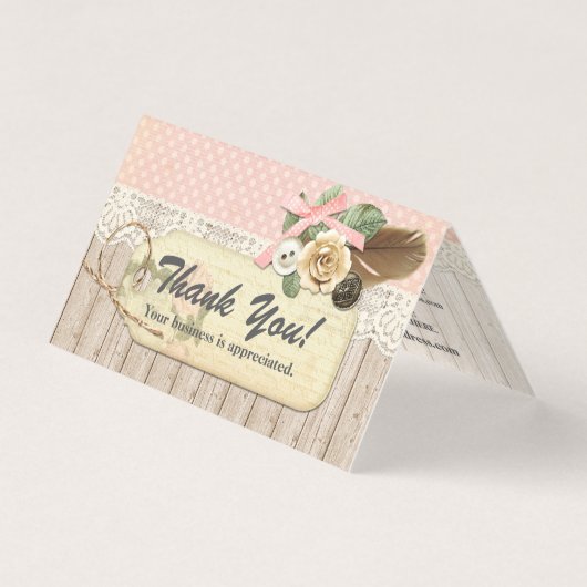 みすぼらしいシック素朴ウッド、ヴィンテージレースありがとう (正面)