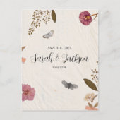 みすぼらしいシック結婚な押し花が日付を除く ポストカード (正面)