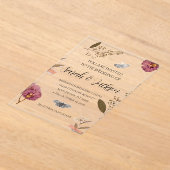 みすぼらしいシック結婚な押し花の結婚式の招待 アクリル招待状 (レイダウン)