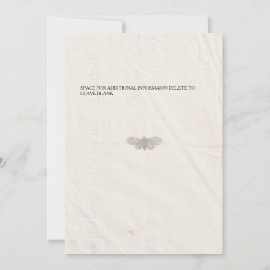 みすぼらしいシック結婚な押し花の結婚式の招待 招待状 (裏面)