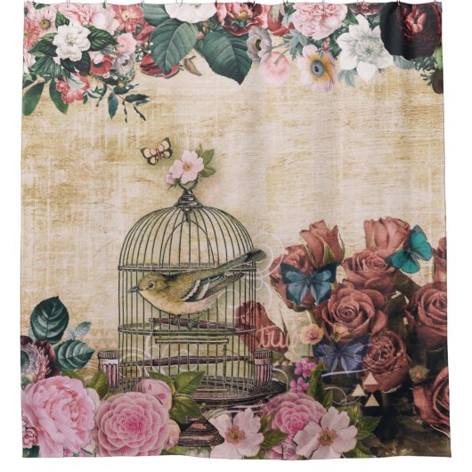 みすぼらしいシック,パタービクトリアンン,ヴィンテージコラージュ,シック シャワーカーテン (正面)