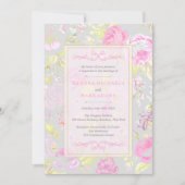 みすぼらしいシック、ピンク&グレー結婚式招待状 招待状 (正面)