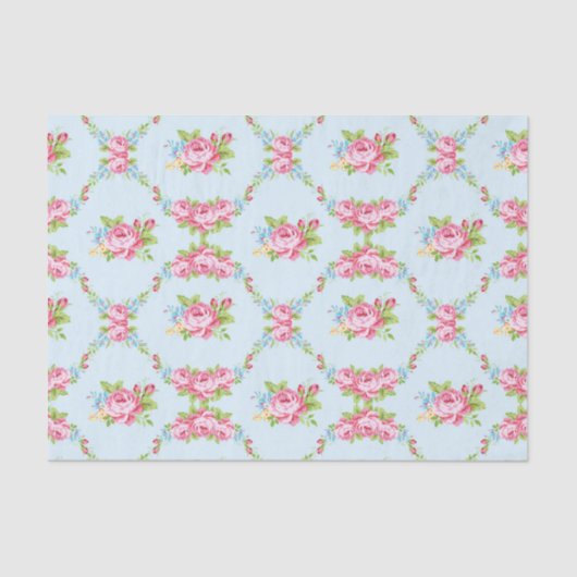 みすぼらしいシック、ベビーブルー、赤いバラビクトリアン、フローラ、p 薄葉紙 (正面)