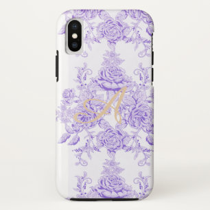 みすぼらしいシック,ラベンダー,トイル,パターン,フローラ,ビクト iPhone X ケース
