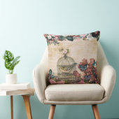 みすぼらしいシック、ヴィンテージコラージュ、鳥、蝶、花 クッション (椅子)