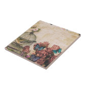 みすぼらしいシック、ヴィンテージコラージュ、鳥、蝶、flat タイル (側面)