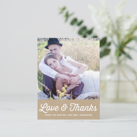 みすぼらしいシック |写真結婚の感謝はがき ポストカード (スタンド正面)