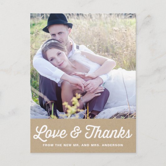 みすぼらしいシック |写真結婚の感謝はがき ポストカード (正面)