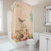 みすぼらしいシック、鳥、蝶、レース、フローラ、カントリーch シャワーカーテン (インサイチュ)