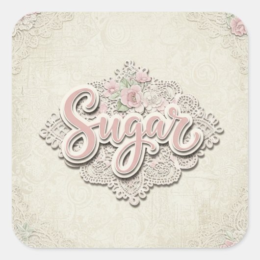 みすぼらしいシック。Natasha Usによる砂糖 スクエアシール (正面)