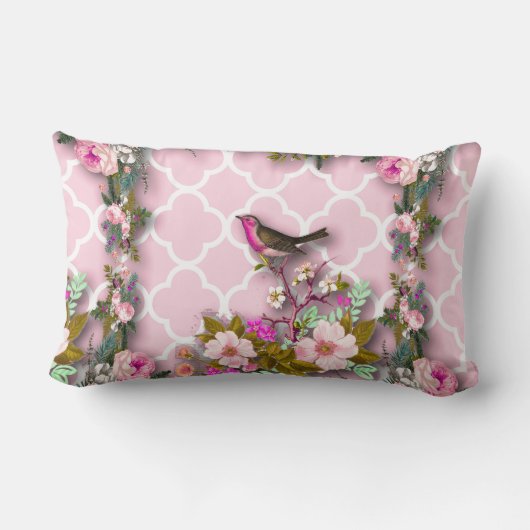 みすぼらしいシフランスのック,シック,ヴィンテージ,フローラ,田舎風,ビ ランバークッション (裏面)