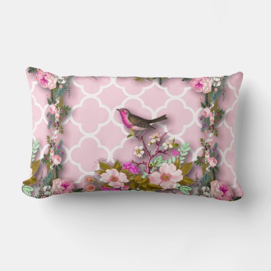 みすぼらしいシフランスのック,シック,ヴィンテージ,フローラ,田舎風,ビ ランバークッション (正面)