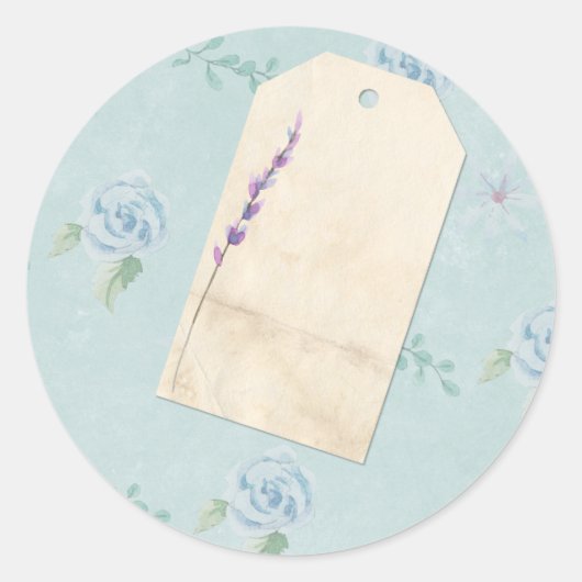 みすぼらしいスクラップブック装飾ブルーフローラ ラウンドシール (正面)
