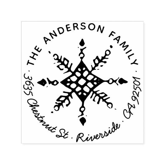 みすぼらしいスノーフレーククリスマスウィンターホリデーアドレス セルフインキングスタンプ (デザイン)