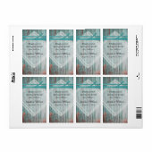 みすぼらしいターコイズ結婚ウッドのミニワインラベル ラベル (フルシート)