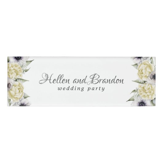 みすぼらしいパステルフラワーフレーム 名札 (正面)