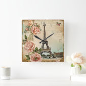 みすぼらしいパリシック! スクエア壁時計 (ホーム)