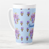 みすぼらしいパンジーフローラブルーギンガムフラワーガールズマグ カフェラテマグ (左アングル)