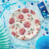 みすぼらしいピンクのバラが永遠 ペーパープレート (パーティー)