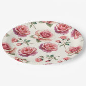みすぼらしいピンクのバラが永遠 ペーパープレート (アングル)