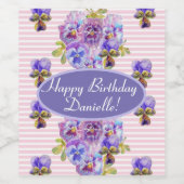 みすぼらしいピンクのバラフローラ茶パーティー紫のワインラベ ワインラベル (シングルラベル)