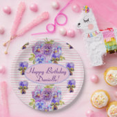 みすぼらしいピンクのバラフローラ茶パーティー紫 ペーパープレート (パーティー)