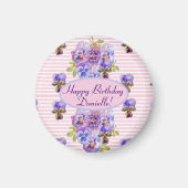 みすぼらしいピンクのバラフローラ茶パーティー紫 マグネット (正面)