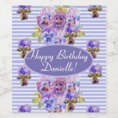 みすぼらしいピンクのバラフローラ茶パーティー紫 ワインラベル (シングルラベル)