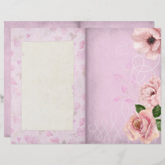 みすぼらしいピンクのフローラパターン(の模様が)あるジャーナル (正面/裏面)