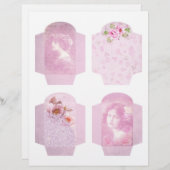 みすぼらしいピンクのフローラ&レーススクラップブックポケット (正面/裏面)