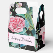 みすぼらしいピンクのローズフローラお誕生日ケーキお願いボックス フェイバーボックス (オープン)