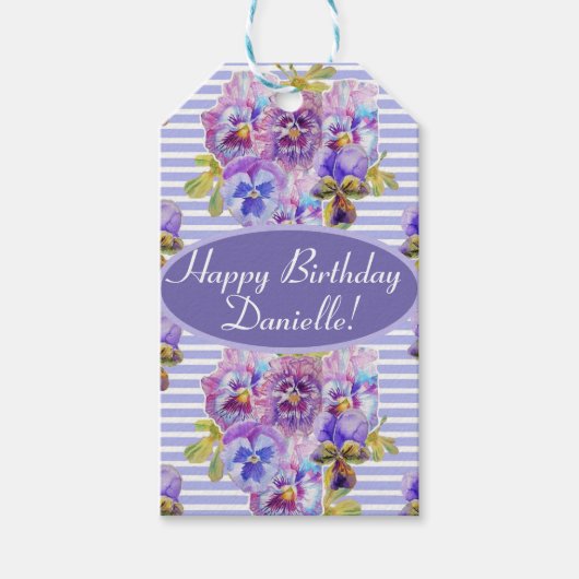 みすぼらしいピンクのローズフローラティーパーティーケーキのお気に入りバッグ ギフトタグ (正面)