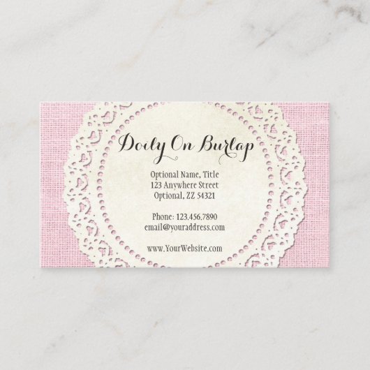 みすぼらしいピンク素朴のラップにドリーとカントリーレース 名刺 (正面)