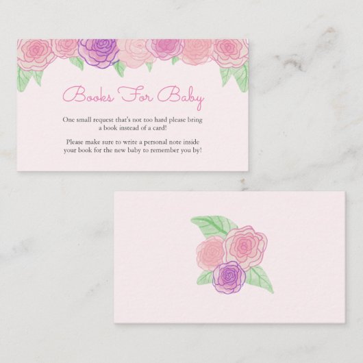 みすぼらしいフローラバラ赤ちゃんシャワーブックリクエスト エンクロージャーカード (正面/裏面)