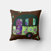 みすぼらしいレトロなトレーラー、キャンパー、キャラバンティング クッション (裏面)