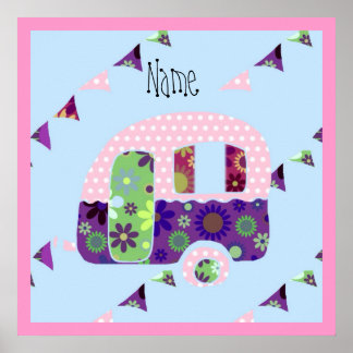 みすぼらしいレトロなトレーラー、キャンパー、キャラバンティング ポスター